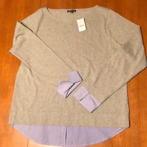 J. Crew Mercantile Gray Heather Top with Shirt tail accent Size L